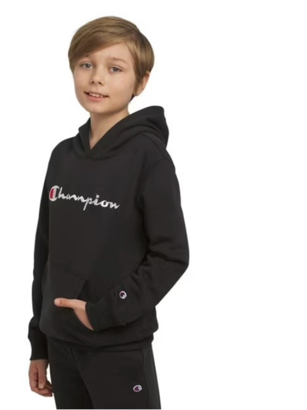 Champion Black Logo Pullover Hoodie